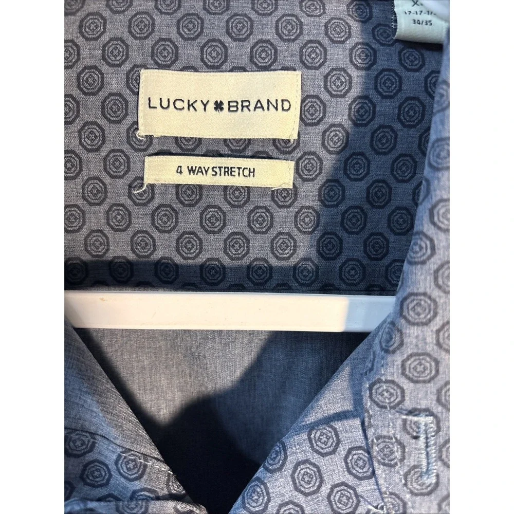 Lucky Brand Slim Fit Shirt XL Blue 4-Way Stretch Button Up Mens